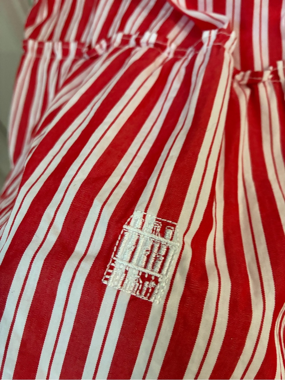 NWOT Hill House the nap dress in red and white Candy striped tiered maxi - Picture 3 of 8